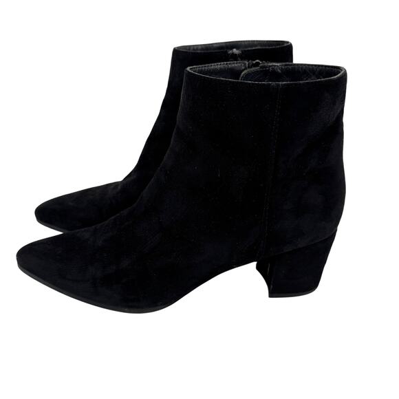 Stuart Weitzman Pointed Suede Ankle Boots Side Zip Black Size 9 - Picture 5 of 8